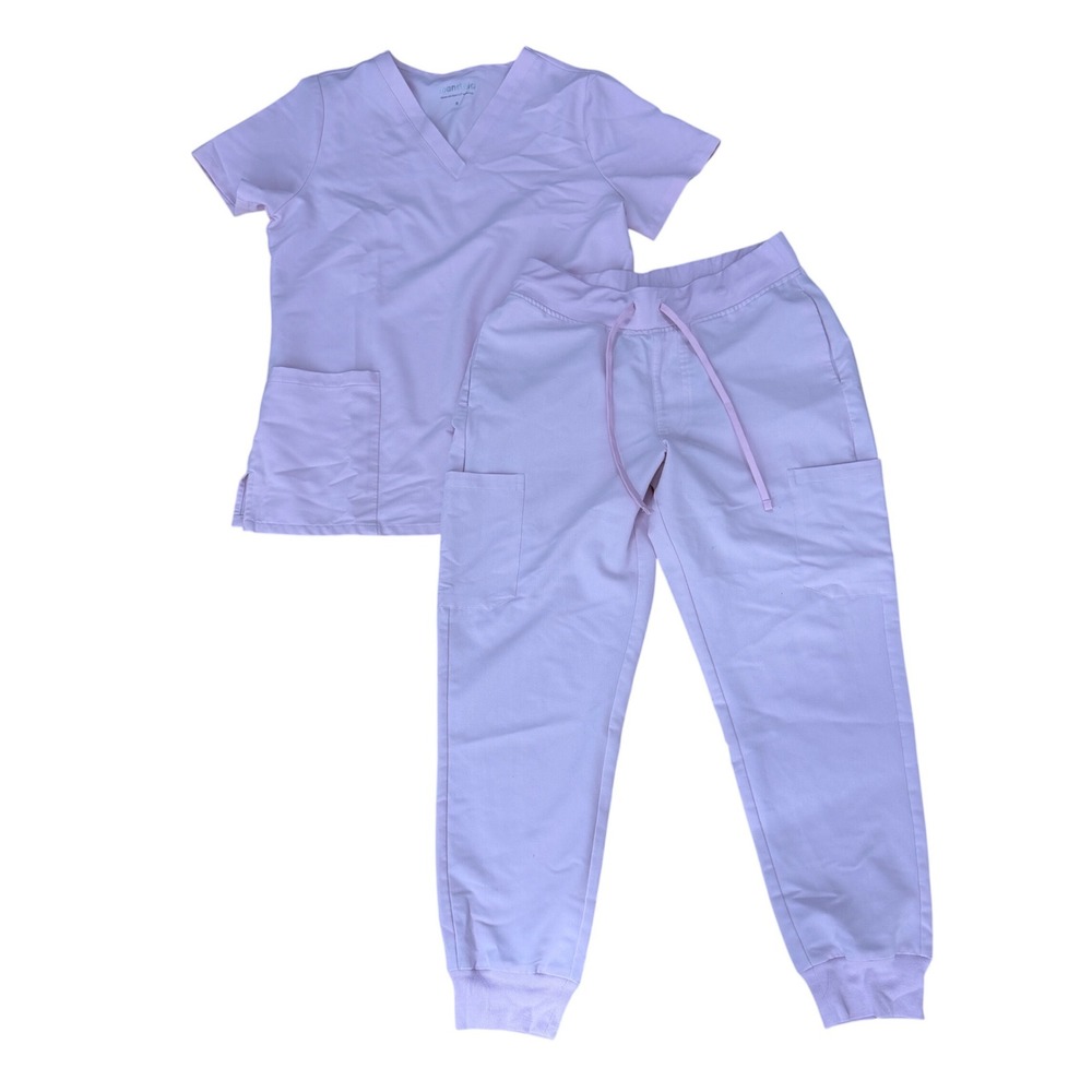 Mandala Scrub Set Womens Small V-Neck Top Jogger Pants Pink Healthcare